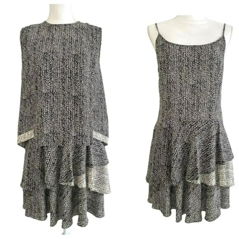 Prose & Poetry $395 2 Piece Spaghetti Strap Flouncy Tiered Dress & Top Set